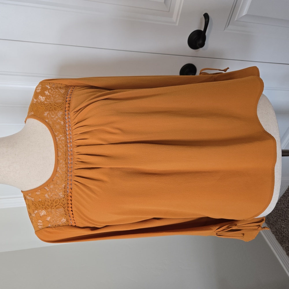 Mustard Yellow Women's Peasant Blouse w/ Tank Top